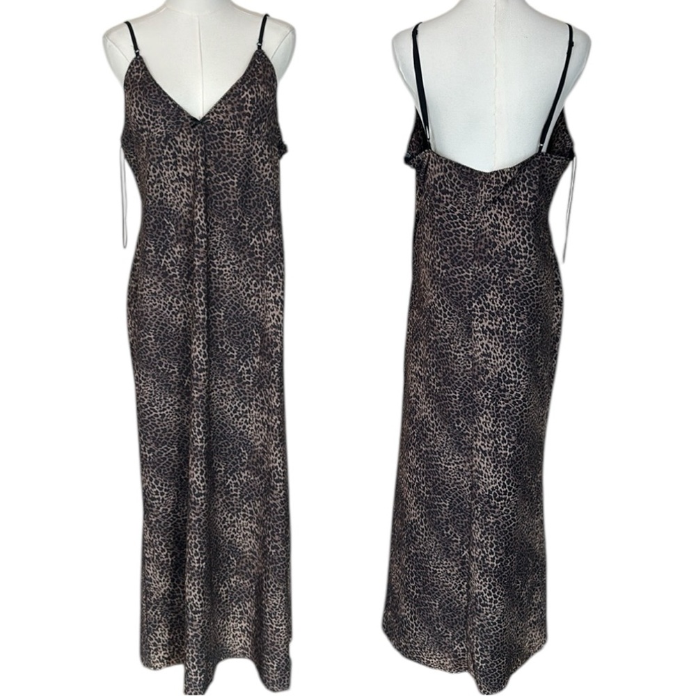 Zara Leopard Print Slip Dress in Black and Tan